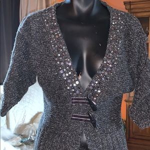 BKE bling grey bling sweater cardigan medium